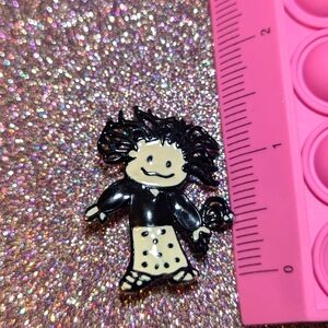 Vintage Steinmetz Brooch Pin Girl Wavy Hair Glasses Black White Enamel 48757 SFJ